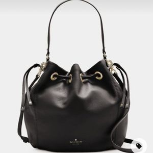 Kate Spade cobble hill Wyatt bucket bag black pebbled leather purse cross body